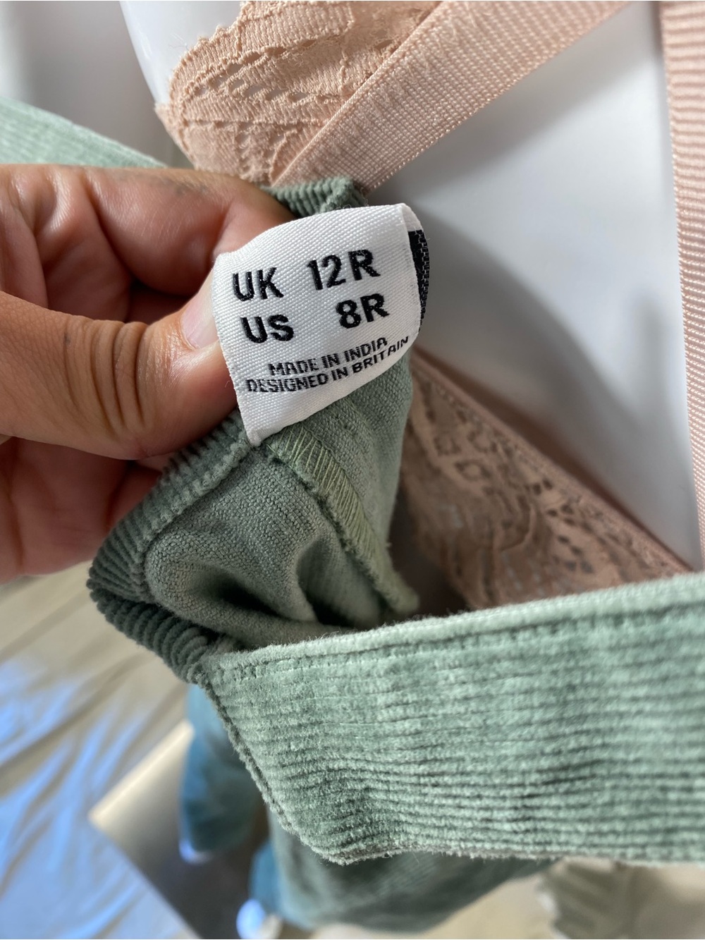 Lucy & Yak Original Corduroy Dungarees in Sage Green - Picture 6 of 6